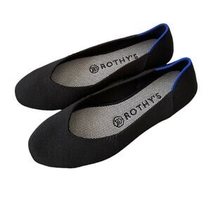 Rothy's Black Flats with Blue Trim